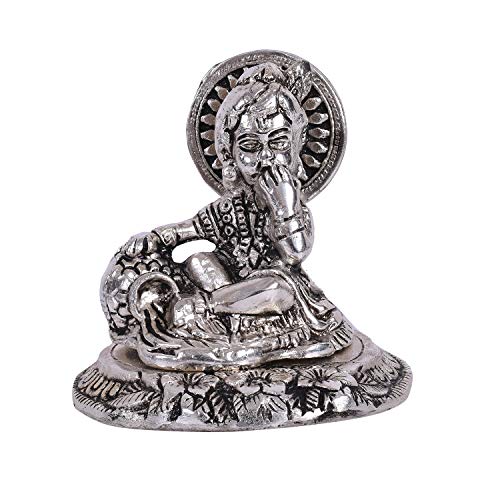 Collectible India Metal Laddu Gopal Makhan Krishna Statue Idol, 3.5x4x2 Inches, Silver