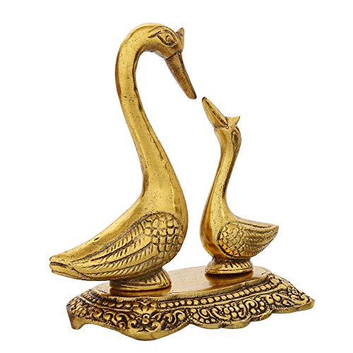 Golden Metal Loving Swan Couple Showpieces, Love Birds Statues