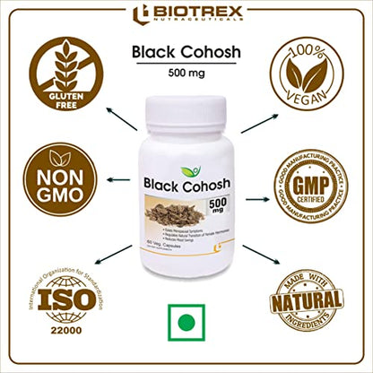 Biotrex Nutraceuticals Black Cohosh 500mg - 60 Veg Capsule, Pack of 2