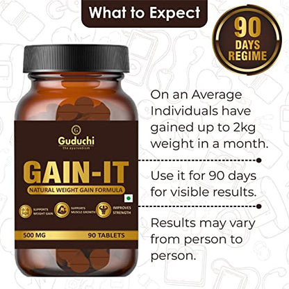 Guduchi the ayurvedism GAIN-IT Tablets for Fast Weight & Muscle Gain and Bone Strength | 500mg Tablets - 120 Tabs