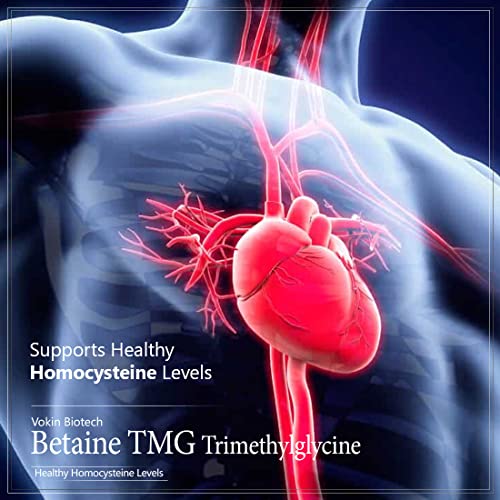 Vokin Biotech Betaine Trimethylglycine (TMG) for Support Healthy Homocysteine Levels (90 Capsules)