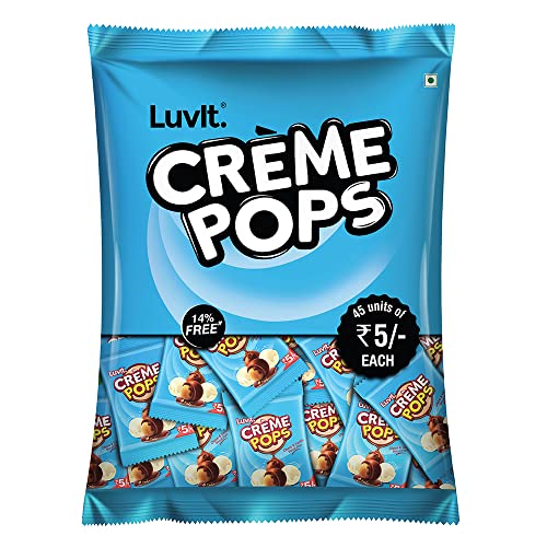 LuvIt CrEme Pops | Choco & Vanilla Coated Pops With Crunchy Biscuit Centre | Munchies, Baking & Cake Decoration | 396g