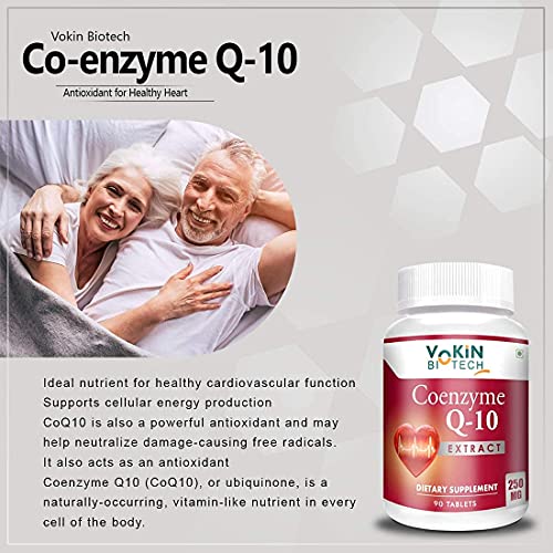 Vokin Biotech Natural Coenzyme Q-10 Extract for Heart Health and Energy Metabolism, 250mg (90+30) Tablets)