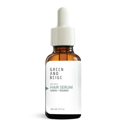 GREEN AND BEIGE Recreo Sheen & Nourish Hair Serum | For Dry & Frizzy Hair | With  Murumuru Fruit Extract & Passion Fruit Oil, Vitamins E & F | 30 Ml