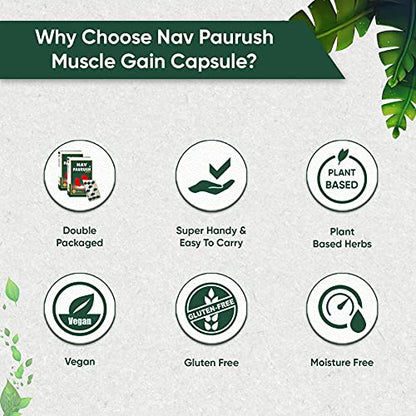 Ambic Nav Paurush Capsule - 60 (Capsule + Tablet) Each I Ayurvedic Weight Gain Capsules (Pack Of 2)