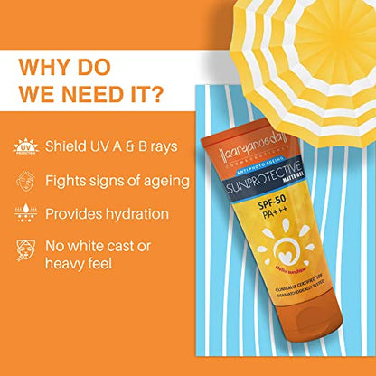 Aryanveda Unisex Sunscreen Spf 50 for Women & Men with PA+++| Dry skin, Normal Skin 60 Gm
