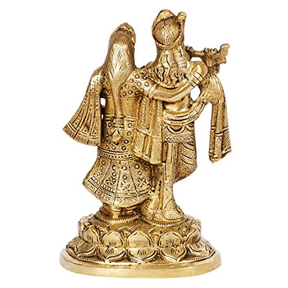 ARTVARKO™ Brass Radha Krishna Statue - Radha Krishan Idol Showpiece Figurine for Home Office Temple Pooja Decor Gift 7 Inch