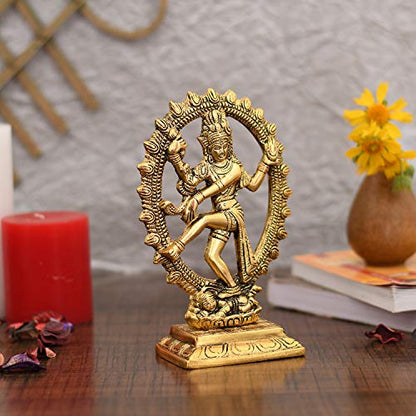 Metal Shiva Idol Natraj Statue Statue for Home Decor - Dancing Shiva Natraja/Natrajan Showpiece Figurine (7 x 3.5 Inch)