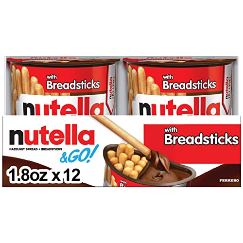 Ferrero Nutella & Go Hazelnut Spread with Cocoa & Bread sticks, 52g each (Pack of 2)