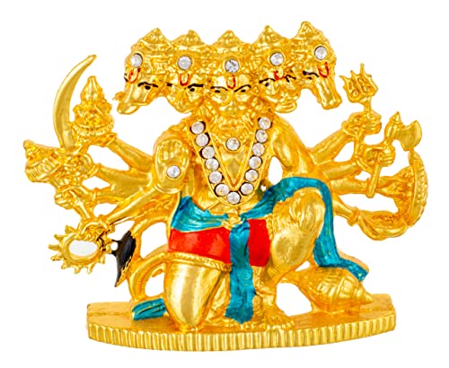 Panchmukhi Hanuman Idol 5 Faced Bajrang Bali Murti (B-181) Color Metal Statue for Home Décor Car Dashboard Mandir Showpiece