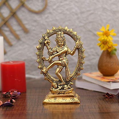 Metal Shiva Idol Natraj Statue Statue for Home Decor - Dancing Shiva Natraja/Natrajan Showpiece Figurine (7 x 3.5 Inch)