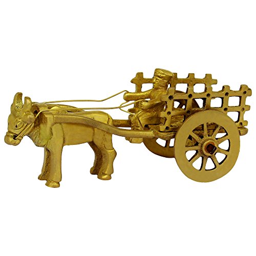 ITOS365 Brass Bull Cart Statue, Standard, Gold