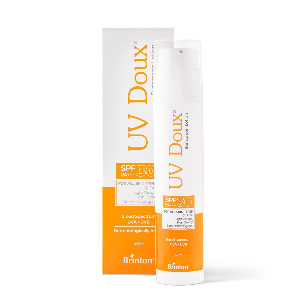 Brinton UvDoux Sunscreen Lotion with SPF 30 in Oil Free Formula| Light Weight & Non Greasy Sunscreenon against UVA/UVB Rays| For All Skin Types- 50 ML