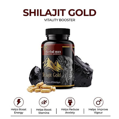 Herbal max Shilajit Gold Capsule |Pure Himalayan Shilajit Extract 800 mg 30 capsules (Pack of 3)