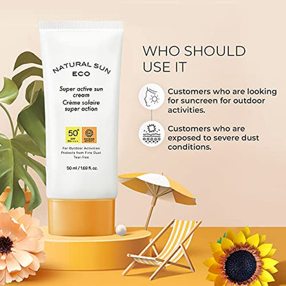 The Face Shop Natural Sun Eco Sunscreen with SPF 50+ PA +++ Protect From Dust Sunscreen for ProtectiA and UVB Rays, Blue Light & Digital Devices, 50ml