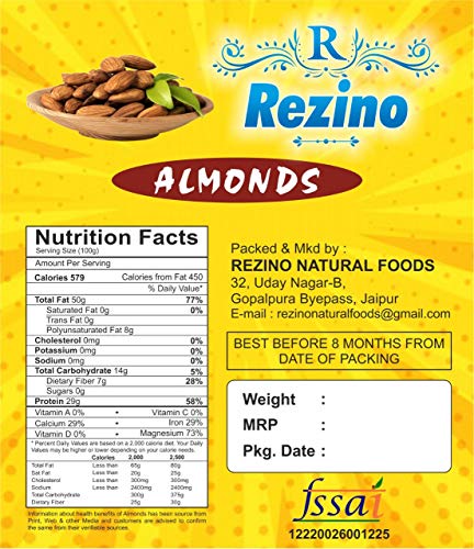 Rezino California Almond Premium Badam Giri - 250 GM