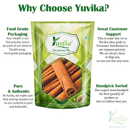 YUVIKA Dalchini GOL (Cigar Quality) - Cinnamomum Zeylanicum - Cinnamon Sticks (200 Grams)