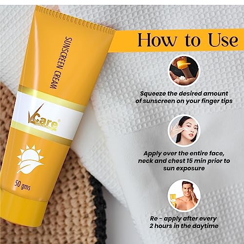 VCare Sunscreen SPF 30 Matte Cream 50g for Women & Men For All Skin Types (white)