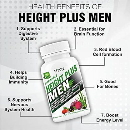 HXN Height Growth Supplement For Men To Boost Long Bone Mineralization, Increase Good Health & Increedicine Supplements -60 Tablet (no capsules pack1)