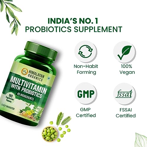 Himalayan Organics Multivitamin With Probiotics - 45 Ingredients Supplement For Men And Women | Vitaone & Joint Support | Gut health - 180 Veg Tablets