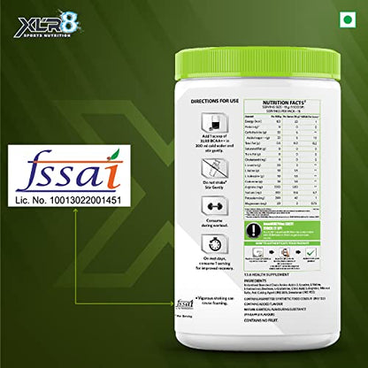 XLR8 BCAA++ Powder Supplement 2:1:1 with | 6000Mg BCAA | 1500 Mg Glutamine | 500 Mg Arginine |180 Electrolytes