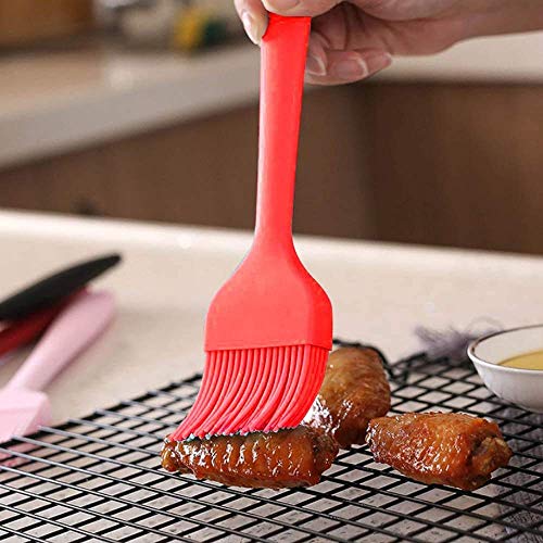 we3 Silicone Basting Brush Silicone Bristles for BBQ Grilling Pastry Turkey Baster Oil Brush for Kitchen Cooking & FDA Approved (Red)