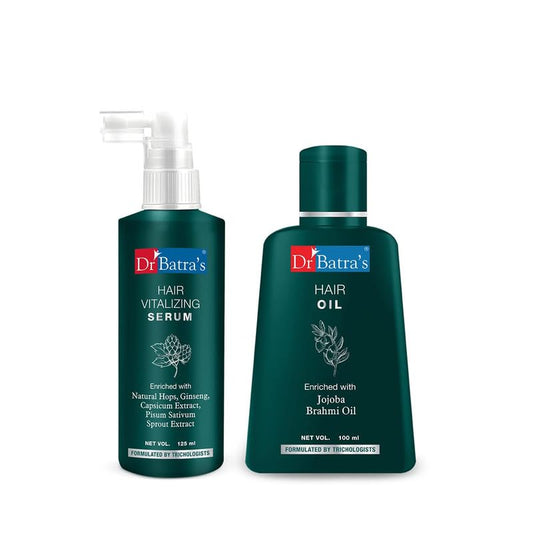 Dr Batra's Hair Vitalizing Serum - 125 ml, Hair Oil - 100 ml, Combo kit, Enriched with Ginseng & Amla (Pack of 2)