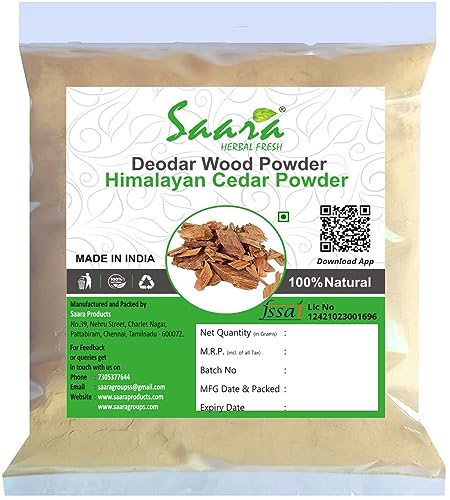 SAARA Deodar Wood Powder | Cedrus Deodara Powder | Himalayan Cedar Wood | Devadaru Wood Cedar Tree Powder 100g