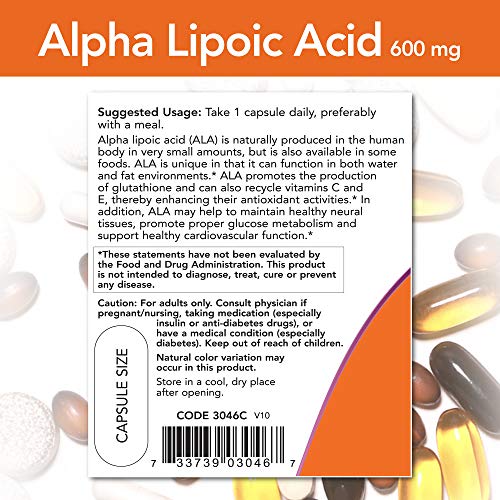 Now Foods ALPHA LIPOIC ACID, 60 Vcaps 600 mg