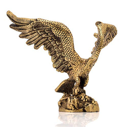 Collectible India Brass Eagle Statue Wild Bird Flying Hawk Sculpture Feng Shui Decorative Home Office Showpiece Figurine (Size 7 x 4.5 x 5.5 Inches)