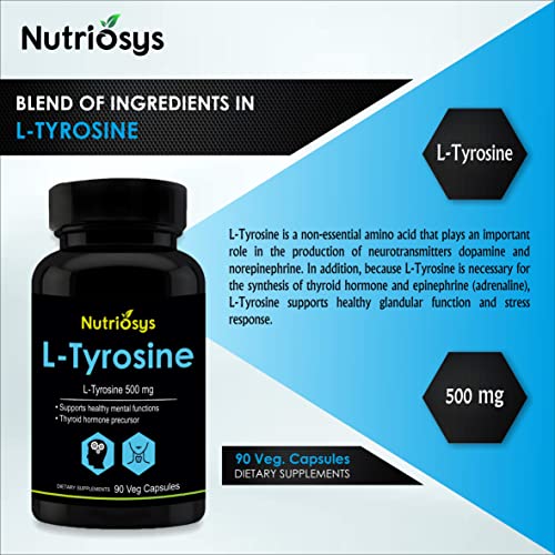 Nutriosys L-Tyrosine 500mg (90 Veg Capsules) pack of- 2