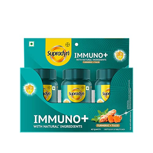 Supradyn Immuno +, Multivitamin, Natural immunity booster with Vit C, Vit D, Zinc blend of Tulsi, Turmeric, Shatavari, Ashoka (Pack Of 3)