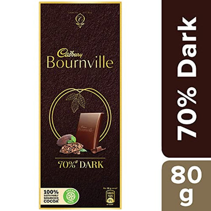 Cadbury Bournville Rich Cocoa 70% Dark Chocolate Bar, 3 x 80 g