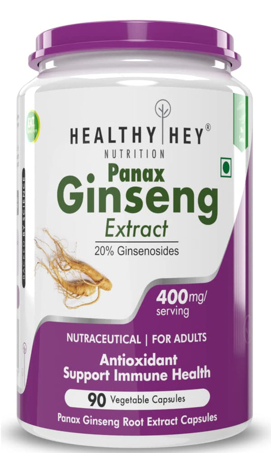 Healthyhey Nutrition Panax Ginseng 400Mg - 90 Vegetable Capsules