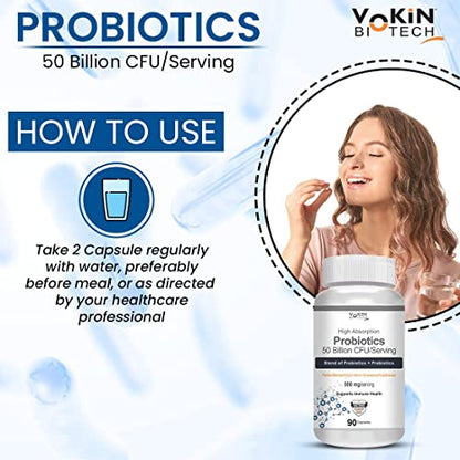 Vokin Biotech Probiotics 50 Billion CFU Multi- Strains Targeted Release Technology, Stomach Acid Resistant (90 capsules)