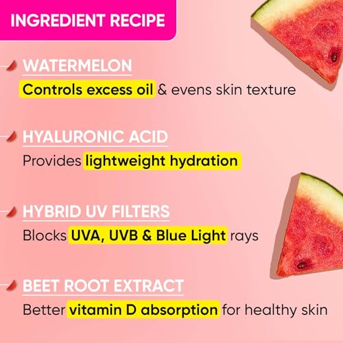 DOT & KEY Watermelon Hyaluronic Sunscreen Spf 50 Pa+++ For Oily, Normal & Combination Skin Uv + Blue Boosts Vitamin D, 50g