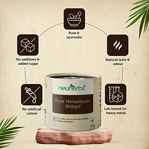 Neuherbs Pure & Original 100% Ayurvedic Himalayan Shilajit/Shilajeet Resin 30g With 75% Fulvic Acid - For Endurance, Stamina and strength | Lab Tested