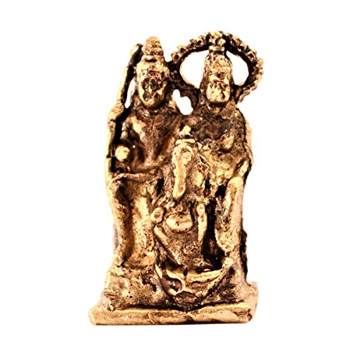 Purpledip Rare Miniature Statue Lord Shiva Family (Mahadev, Parvati & Ganesha): Unique Collectible Gift (11166)