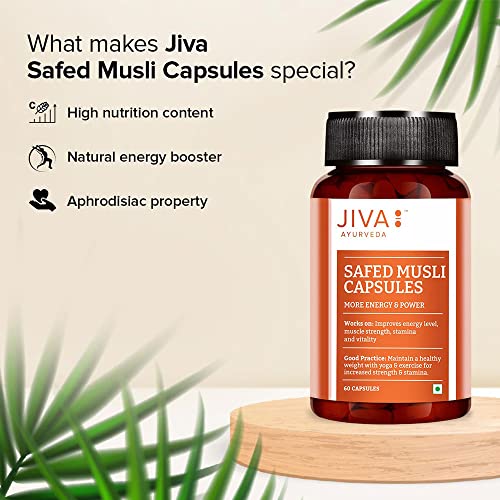 Jiva Safed Musli 60 Capsules for Body Strength, Stamina, and Energy - Pack of 1