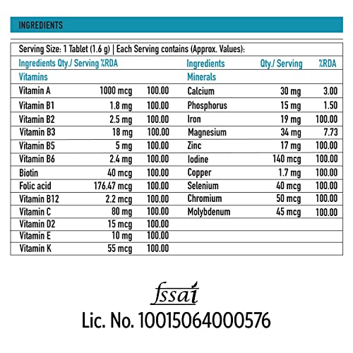 TrueBasics Advanced Multivitamin For Sports & Fitness, 30 Multivitamin Tablets, with Amino Acid, Enends, 24 Vitamins & Minerals, for Immunity & Energy