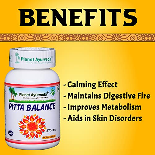 Planet Ayurveda Pitta Balance (60 Caps, Pack of 1) - Ayurvedic Medicine for Ulcerative Colitis | 100% Natural & Ayurvedic Formulation