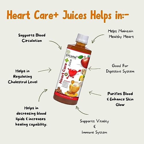 Sylvan Premium Heart Care+ Juice - 500 ml-Cholesterol Care Juice - 500 ml I Apple Cider,Ginger, Desi Garlic, Lemon, Cinnamon