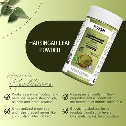 IYUSH Herbal Ayurveda Parijat Leaves Powder – 250gm | Harsingar Leaves Powder | Parijat Powder | Harsingar Powder