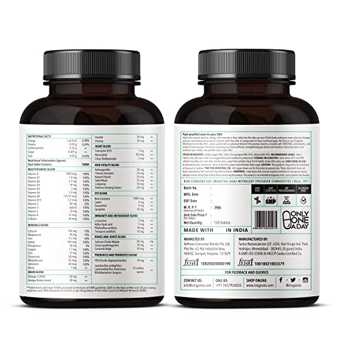 Zingavita Multivitamin For Men 50+ With Vitamins, Minerals & Herbs 120 Tablets