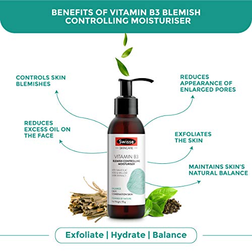 Swisse Skincare Vitamin B3 Anti Blemish Moisturizer With Green Tea & Willow Bark Extract - 115g