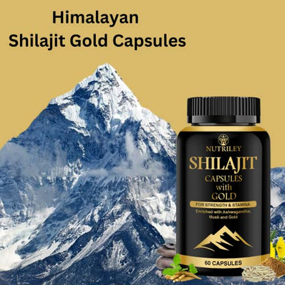 Nutriley Shilajit Gold Capsules For Men, Himalayan Shilajit, Shilajit Resin, Shilajeet tablets 50 Capsules (Pack of 1)