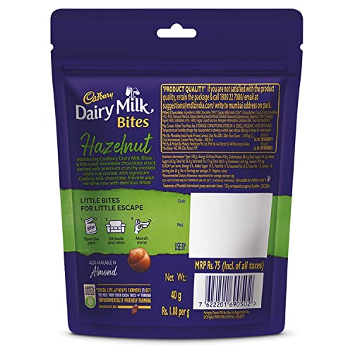 Cadbury Dairy Milk Bites- Hazelnut, 40g - Pack of 6