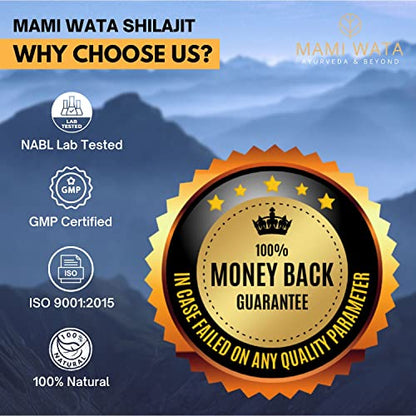 MAMI WATA Himalayn Shilajit Resin 20g - NABL Lab Tested, Pure & Authentic Shilajeet - Strength, Stamina and Performance