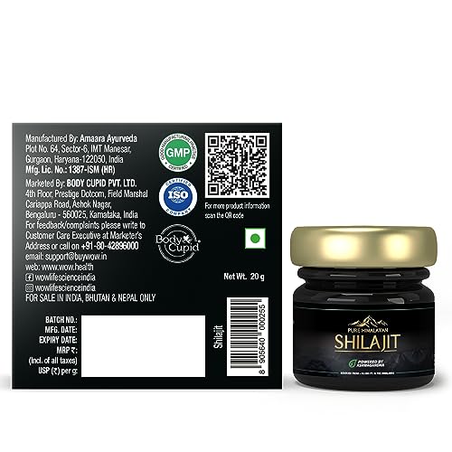 WOW Life Science Pure Himalayan Shilajit/Shilajeet Resin Powered by Ashwagandha - 20g