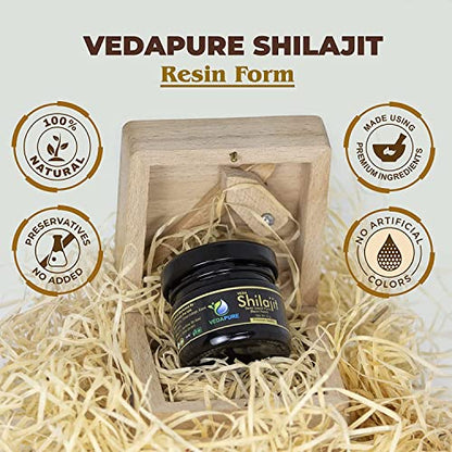 Vedapure Original Shilajit/Shilajeet Resin For Endurance, Bodybuilding -25 Gram (Pack of 1)